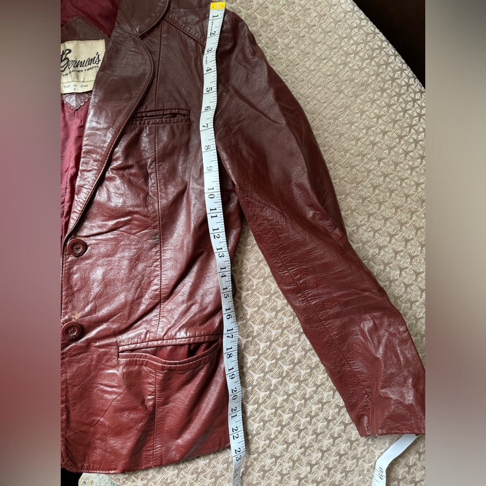 Bonaventura Women's Burgundy Leather Blazer Jacket - Picture 10 of 16